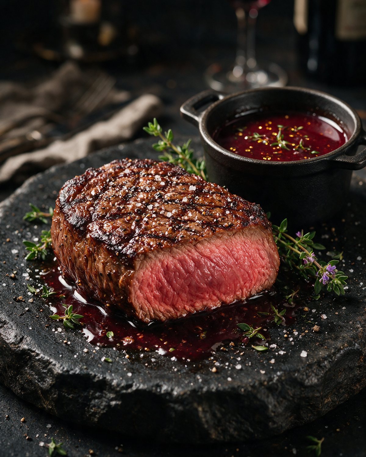Steak auf dem heißen Stein