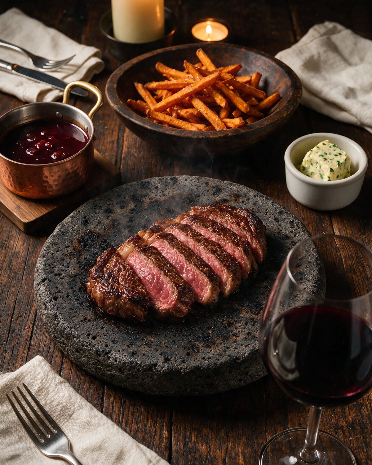 Am Tisch gebraten — Der Stein kommt glühend zu Ihnen